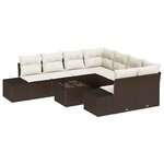 vidaXL Ensemble de canapé de jardin 9 Pièces Marron polyrotin