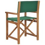 vidaXL Chaise de metteur en scène Bois de teck solide Vert