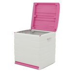 PLASTIKEN Coffre cadenassable avec roulettes - 190 L - Fonctionnel et esthétique - Beige et Fushia