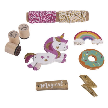 Kit Pendentifs pour cadeaux Unicorne  Tags+cordon+tampon