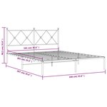 vidaXL Cadre de lit métal sans matelas et tête de lit noir 160x200 cm