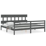 vidaXL Cadre de lit sans matelas gris 200x200 cm bois massif