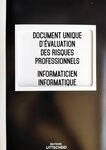 Document Unique d'évaluation des risques professionnels métier (Pré-rempli) : Informaticien - Informatique - Version 2024 i UTTSCHEID