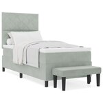 vidaXL Lit à Ressorts avec Matelas & Banc Gris Clair 90x200 cm en Velours