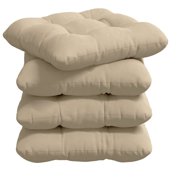 vidaXL Coussins de siège 4 Pièces Crème 40 x 40 cm Tissu en microfibre
