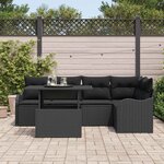 vidaXL Ensemble de canapé de jardin 6 Pièces Noir Poly Rattan