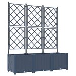 vidaXL Jardinier avec treillis 3 Pièces Gris 120x40x143 cm