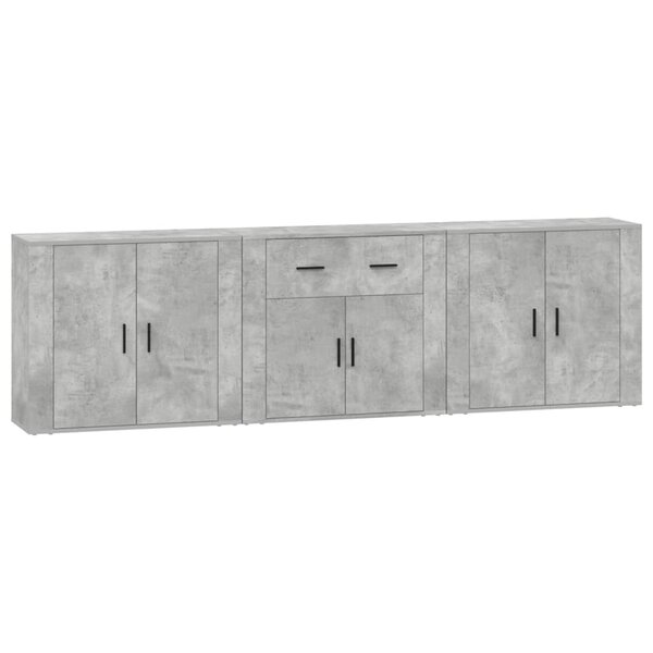 vidaXL Buffets 3 Pièces gris béton bois d'ingénierie