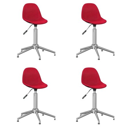 vidaXL Chaises pivotantes à manger lot de 4 Rouge bordeaux Tissu