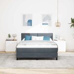 Lit à ressort vidaXL avec matelas et LED gris foncé 160x200 cm en velours