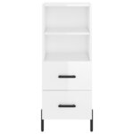 vidaXL Buffet haut Blanc brillant 34 5x34x180 cm Bois d'ingénierie