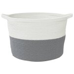vidaXL Panier à linge gris et blanc Ø60x36 cm coton