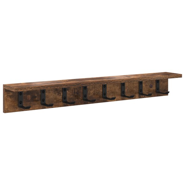 vidaXL Porte-manteau mural avec étagère Chêne fumé 80 x 10.5 x 10.5 cm