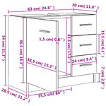 vidaXL Armoire d'évier Blanc 63x30x54 cm Bois d'ingénierie