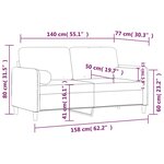 vidaXL Canapé 2 places avec oreillers bordeaux 140 cm velours