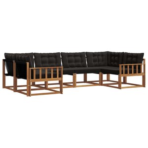 vidaXL Ensemble de canapés d'extérieur 6 Pièces Naturel et Noir