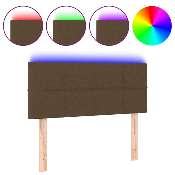 vidaXL Tête de lit à LED Marron Foncé 100x5x78/88 cm Tissu