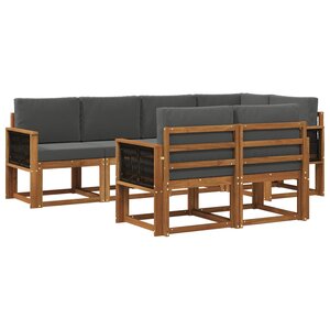 vidaXL Ensemble de canapés d'extérieur 7 pc Naturel et Anthracite