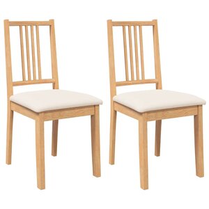 vidaXL Chaises à manger coussins 2 Pièces naturel bois massif caoutchouc