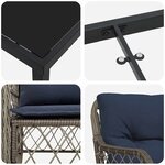 vidaXL Ensemble de salle à manger pour jardin 3 Pièces Gris et Noir Rotin