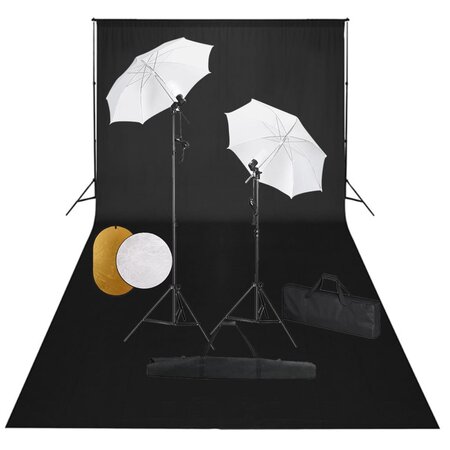 vidaXL Kit de studio photo avec lampes toile de fond et réflecteur