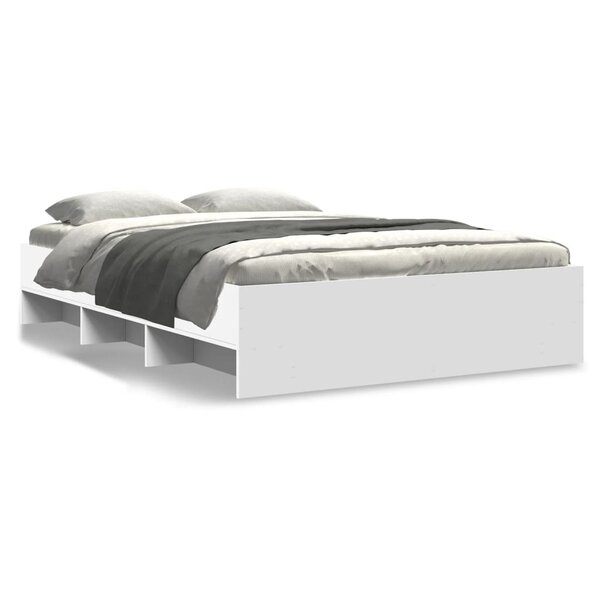 vidaXL Cadre de lit Blanc 140x190 cm bois d'ingénierie