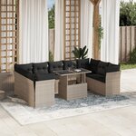 vidaXL Salon de jardin avec coussins 10 Pièces gris clair résine tressée