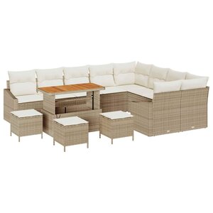vidaXL Ensemble de canapé de jardin 13 Pièces Beige Poly rotin