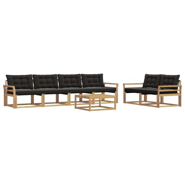 vidaXL Ensemble de canapés d'extérieur 7 Pièces Blanc et noir