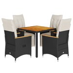 vidaXL Ensemble de bistro de jardin 5 Pièces coussins noir poly rotin