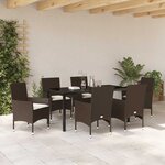 vidaXL Ensemble de salle à manger pour jardin 7 Pièces Marron Poly rotin