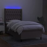 vidaXL Sommier à lattes de lit matelas et LED Taupe 90x190 cm Tissu