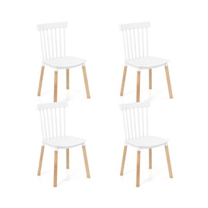 Lot de 4 chaises salle à manger 51 5 x 48 x 83 cm assise design moderne en bois de hêtre blanc 20_0012596