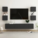 vidaXL Ensemble de meubles TV 7 Pièces Noir Bois d'ingénierie