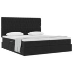 vidaXL Lit de Rangement avec matelas Noir 200 x 200 cm Velours