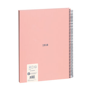 Cahier à spirale papier ligné 80 feuilles A4 série 1918 rose