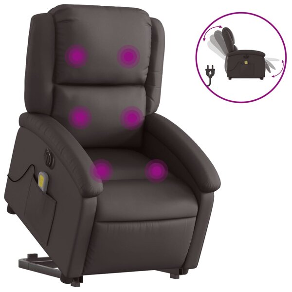 vidaXL Fauteuil inclinable de massage électrique marron foncé