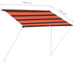 vidaXL Auvent rétractable 100x150 cm Orange et marron