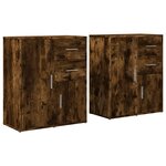 vidaXL Buffets 2 Pièces chêne fumé 60x31x70 cm bois d'ingénierie