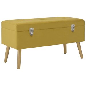 Banc banquette avec compartiment de rangement 80 cm jaune velours moutarde 02_0010882