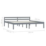 vidaXL Cadre de lit sans matelas gris bois massif de pin 160x200 cm