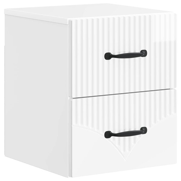 vidaXL Cabinet de chevet mural Blanc brillant 34 5 x 33 x 40 cm