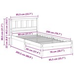 vidaXL Cadre de lit Marron 80 x 200 cm Bois massif en pin