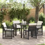 vidaXL Ensemble de salle à manger pour jardin 5 Pièces Noir polyrotin
