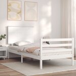 vidaXL Cadre de lit avec tête de lit blanc simple bois massif