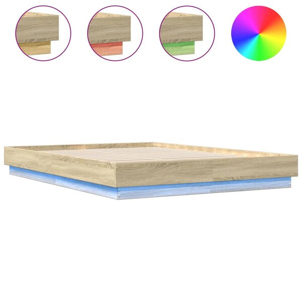 vidaXL Cadre de lit avec LED sans matelas chêne sonoma 160x200 cm