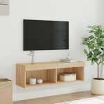 vidaXL Meuble TV avec lumières LED chêne sonoma 100x30x30 cm