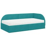 vidaXL Cadre de lit d'angle avec matelas 2 Pièces Turquoise Velours