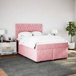 vidaXL Sommier à lattes de lit avec matelas Rose 140x190 cm Velours