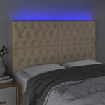 vidaXL Tête de lit à LED Crème 144x7x118/128 cm Tissu